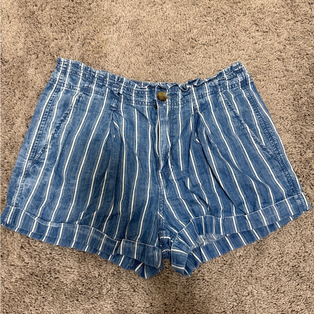 Blue Striped Women's Shorts